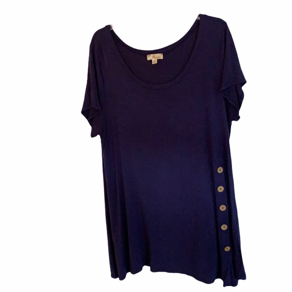 Misia Navy Blue Soft Tee Tunic with button accents